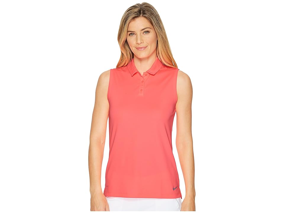 

Nike Golf Dry Sleeveless Polo (Sunset Pulse/Flat Silver) Women's Clothing, Pink