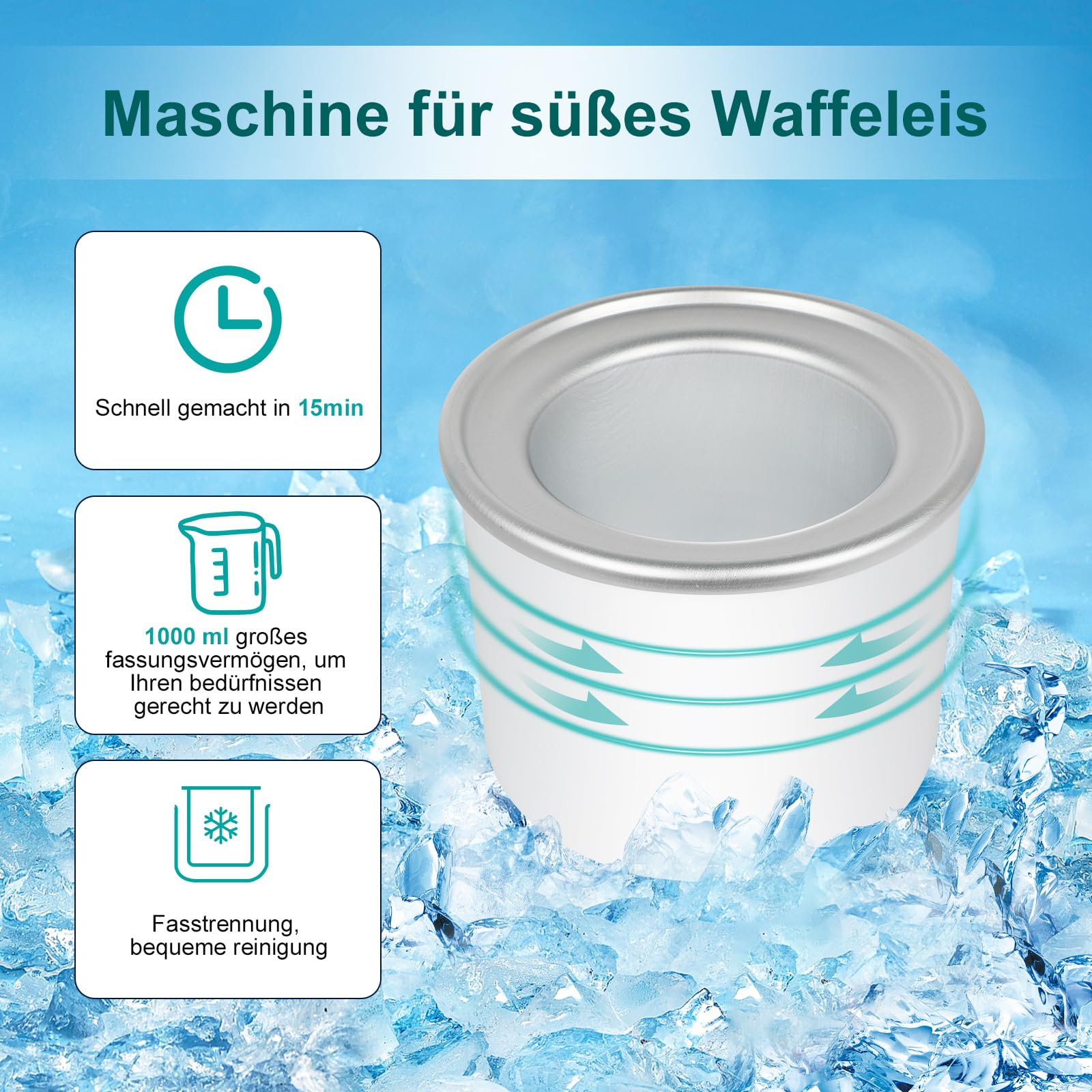 1L Fruit Softeismaschine für Zuhause Ice Cream Machine Eiscreme Maschine Eis Maschine Ice Cream Maker Joghurtbereiter Und Eisbereiter Für Eiscreme für Zuhause Bar Café