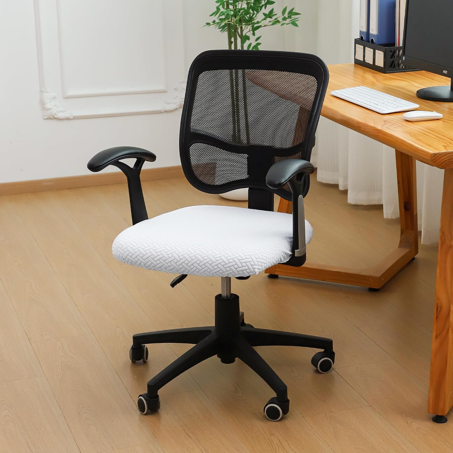 FORCHEER Waterproof Office Chair Seat Cover 20x20 1 Piece Strechable Jacquard Mesh Office Chair Seat Slipcover for Desk Chair Washable Replacement image 5