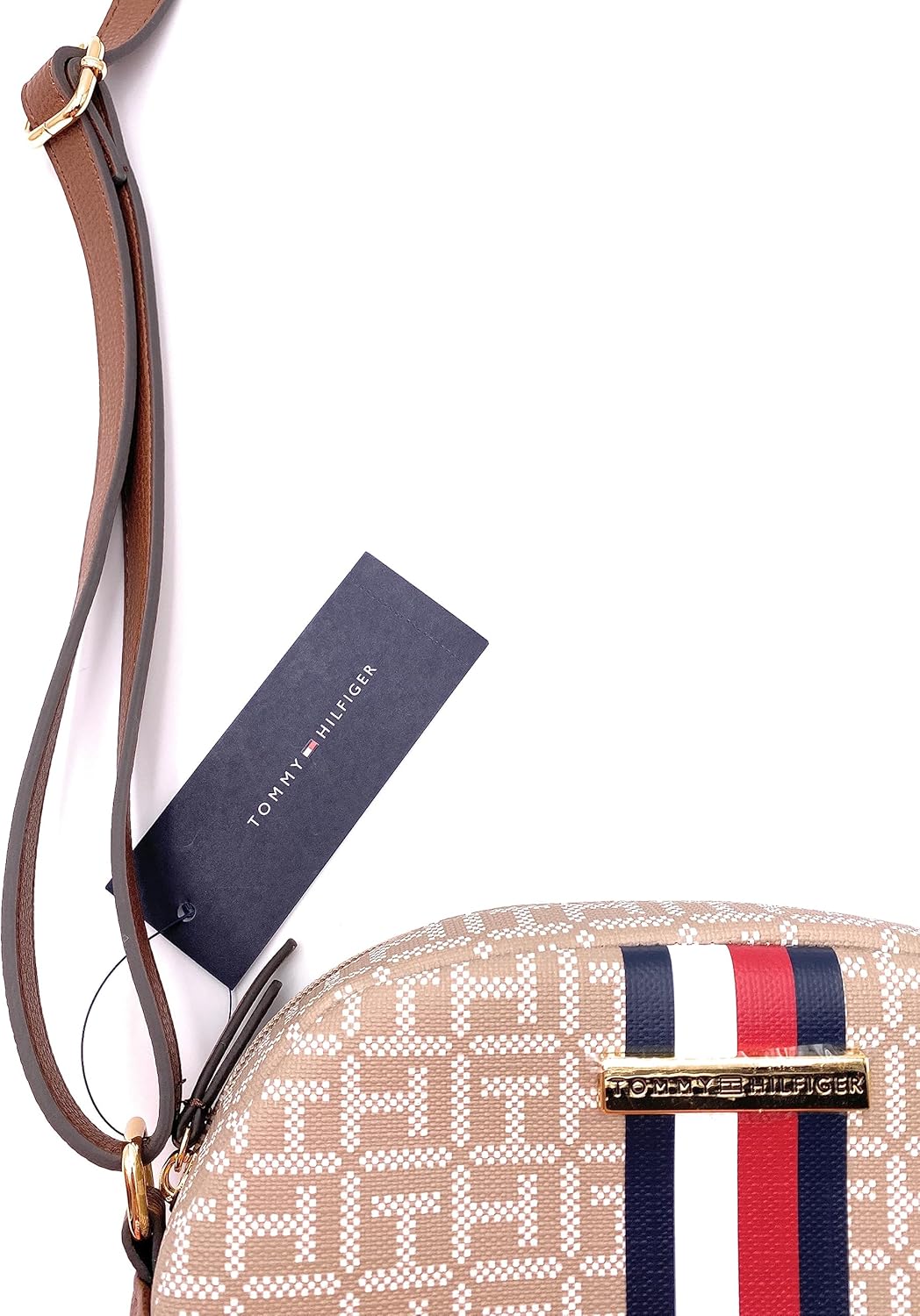 Tommy Hilfiger Brown Women's Crossbody Shoulder Bag - 25 x 20 x 5 cm - TH Logo Metal - Women's Handbag - Image 2