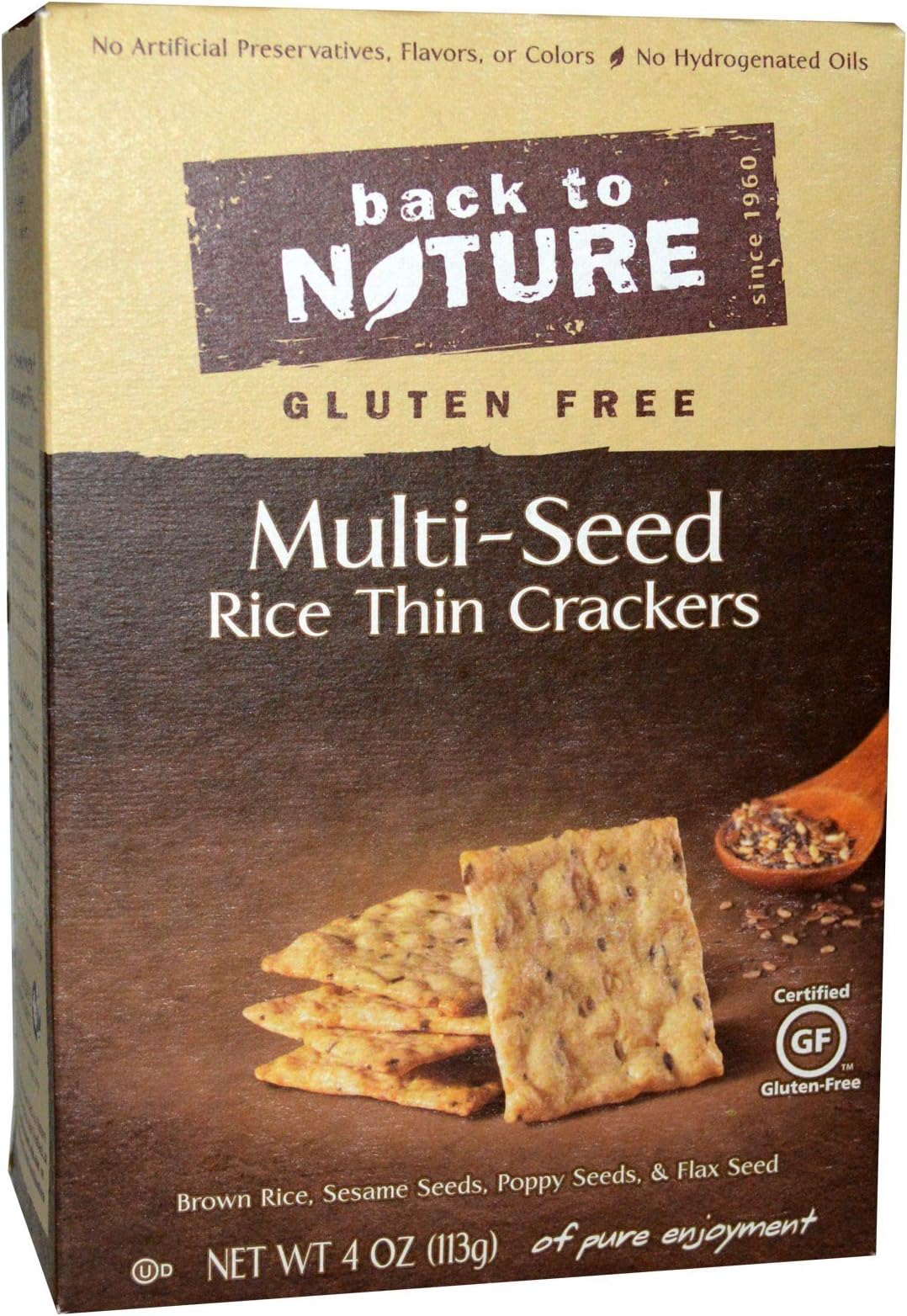 Back to Nature Gluten Free Rice Thin Multi Seed Crackers 4 oz(Pack of 2)