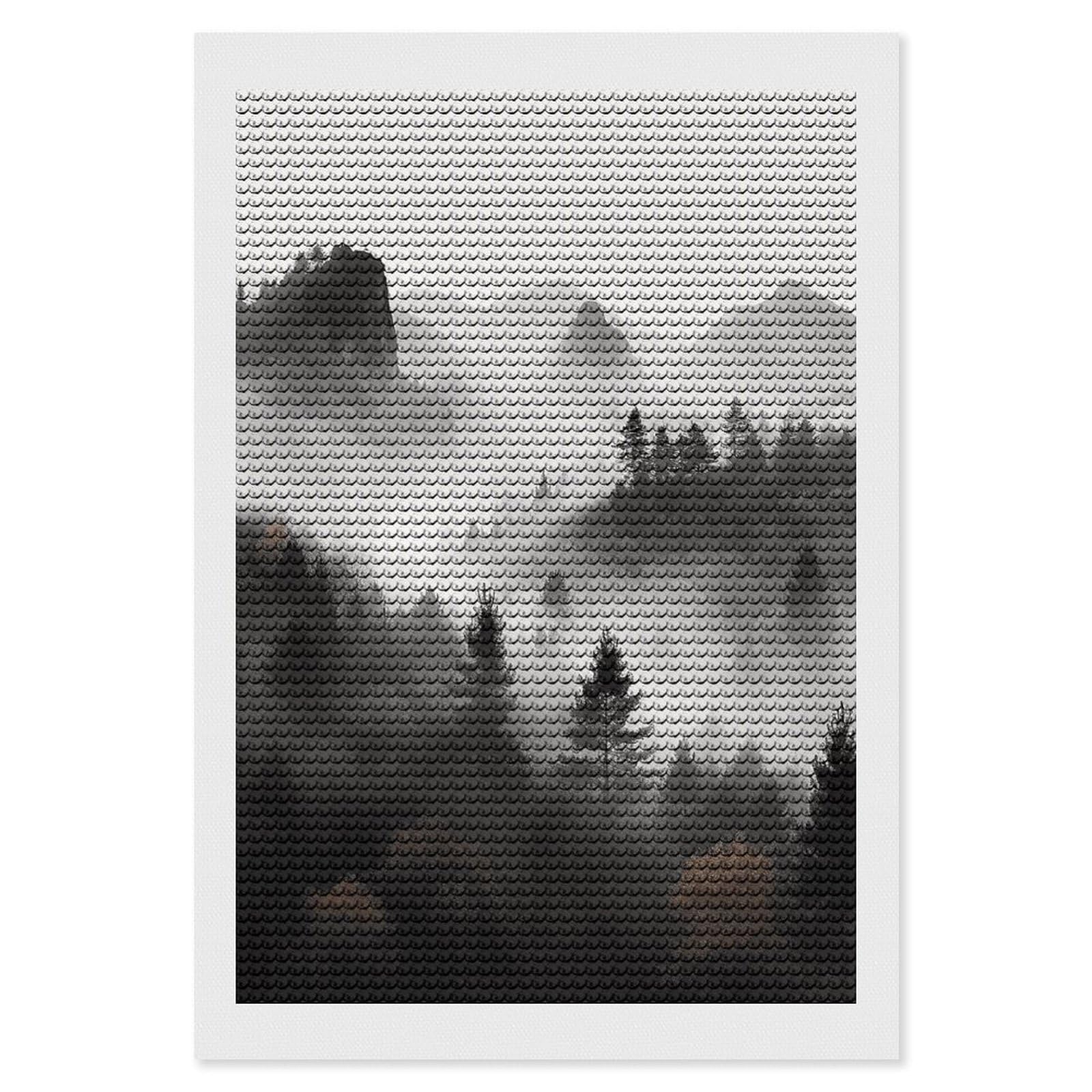 DWVTSLH Foggy Mountains Forest Diamond Painting Kits for Adults, Personalized Diamond Photo Art Full Drill, DIY 5D Diamond Art Painting Kits for Beginners, Home Wall Decor 8"x12"