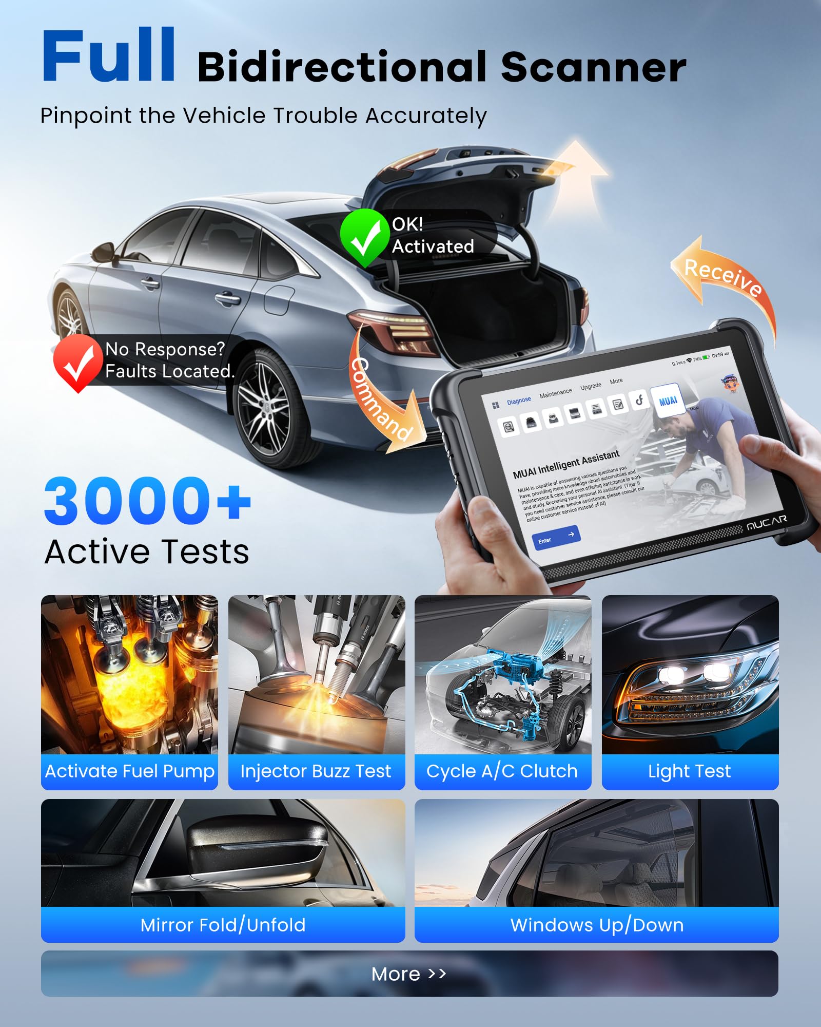 MUCAR OBD2 Scanner with Topology Mapping, 892BT PRO AI-Assisted Diagnostic Tool, Up Ver.of 892BT, 3000+ Bidirectional Test, 40+ Services, ECU Coding, FCA SGW AutoAuth, CANFD/DOIP, Lifetime Free Update