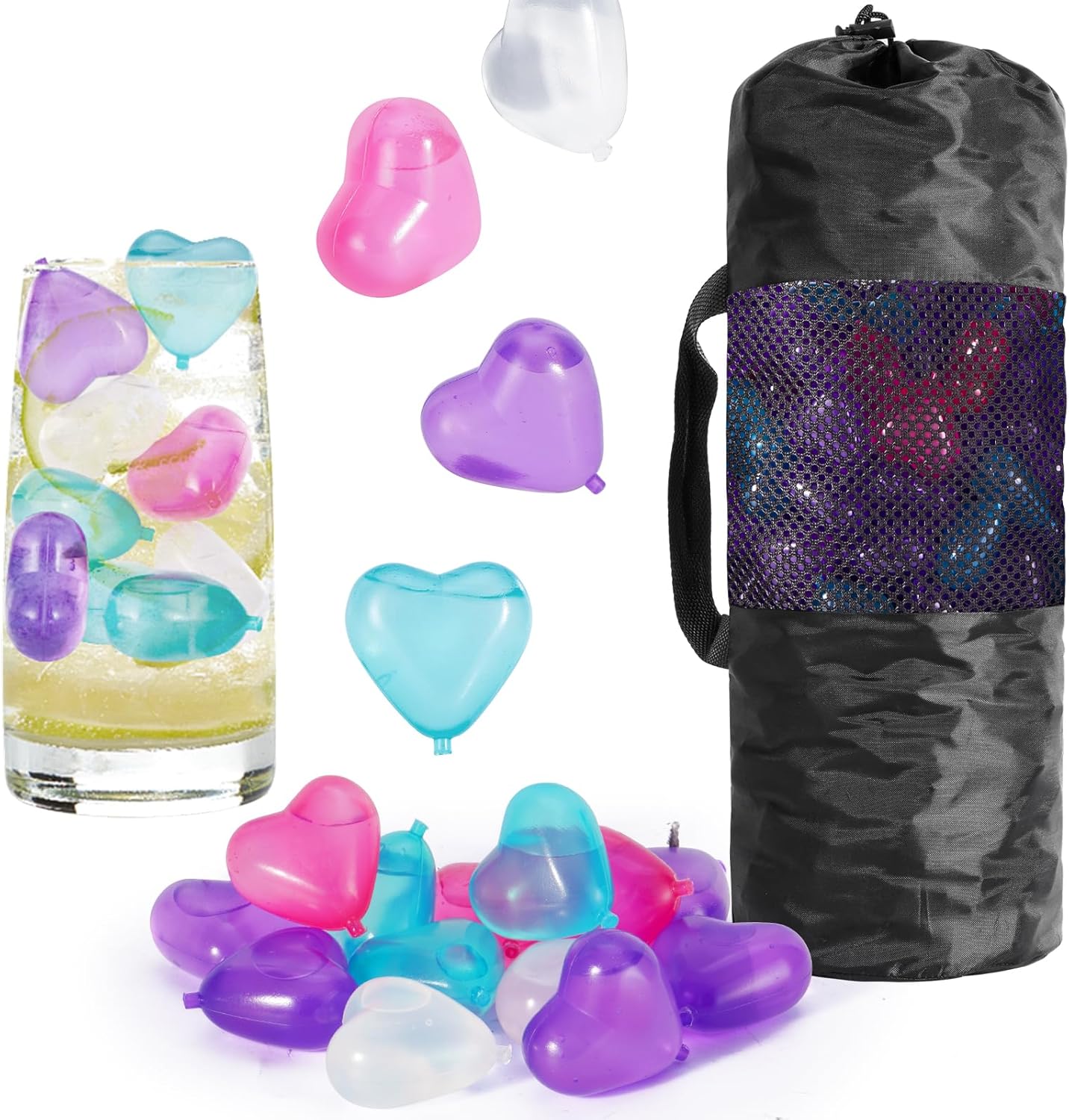 380 Pack Reusable Ice Cubes for Drinks, BPA-Free Plastic Ice Cubes, Refreezable & Washable Ice Cubes Reusable Without Diluting for Whiskey, Coffee, Parties, Camping & Ice Bath