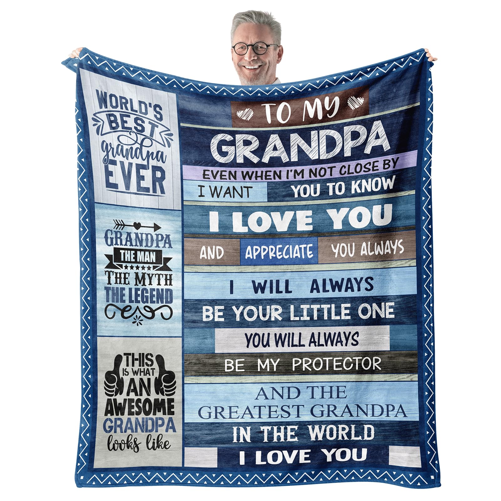 EliteOne Gifts for Grandpa on Fathers Day Grandpa Gift from Grandchild Throw Blanket Gifts for Grandpas from Granddaughter Grandson - Grandfather
