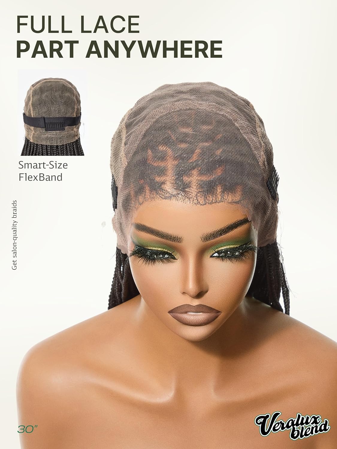 Frodio Full Lace Triple Braided Wigs for Black Women Veralux™ Fiber Knotless Box Braided Wig with Baby Hair 200% Density Natural Black Braided Lace Front Wigs 30 Inch