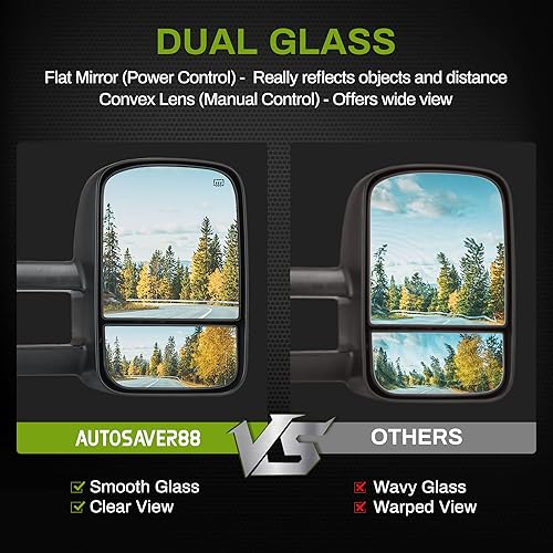 Miniatura 10 de AUTOSAVER88 Espejos de remolque compatibles con Chevy Silverado Tahoe Suburban, GMC Sierra Yukon 2007-2014, Switchback - Tubo LED de señal de giro,