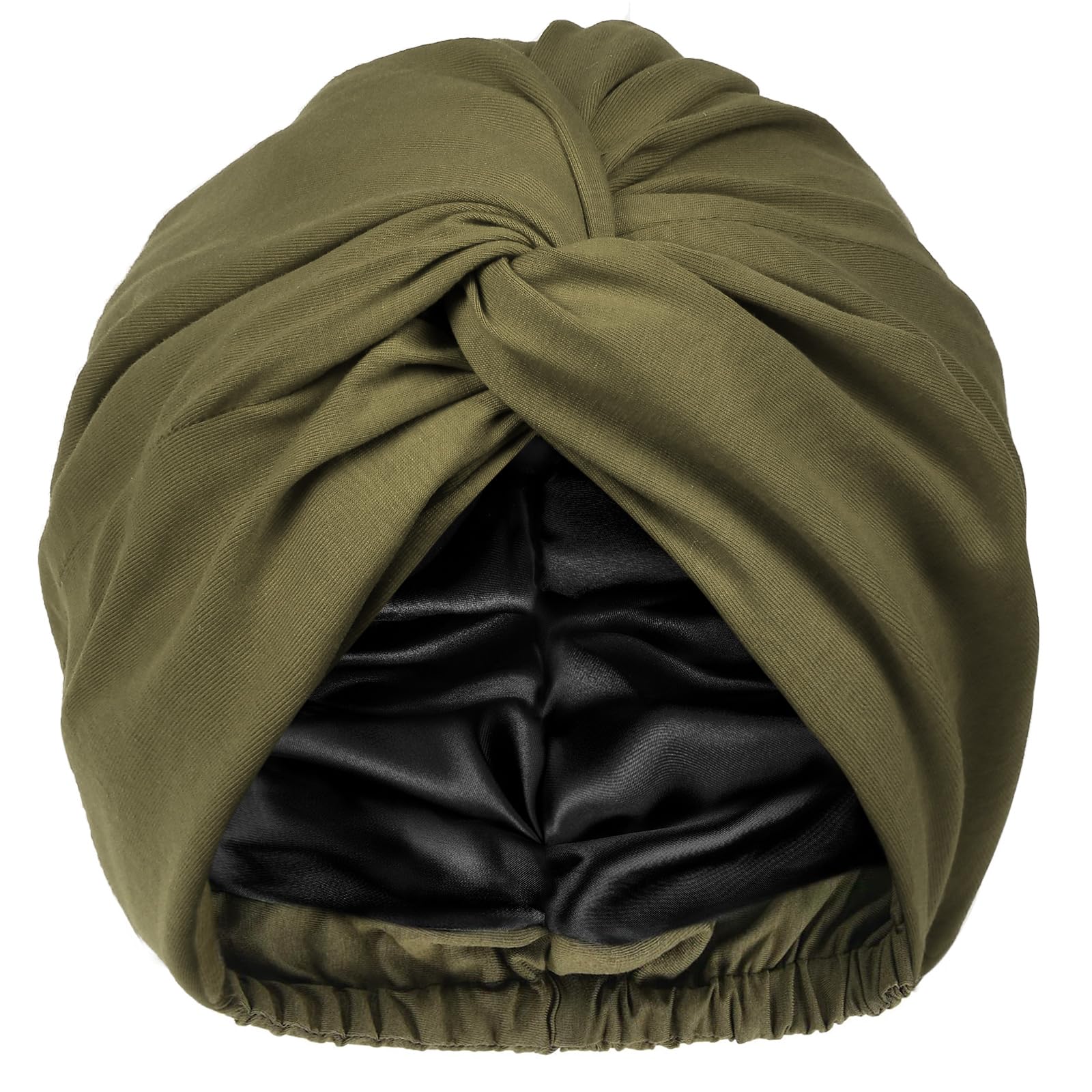 Yanibest Women's Green Satin Lined Hair Bonnet For Sleeping, Silk Turban, Hair Wrap Chemo Headwear For Natural Curly Hair