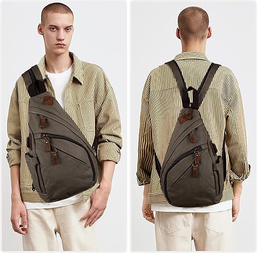 Miniatura 7 de HUXFAM Mochila bandolera pequeña multiusos casual mochilas al aire libre ciclismo senderismo viajes, 40 verde militar, Mochilas Daypack