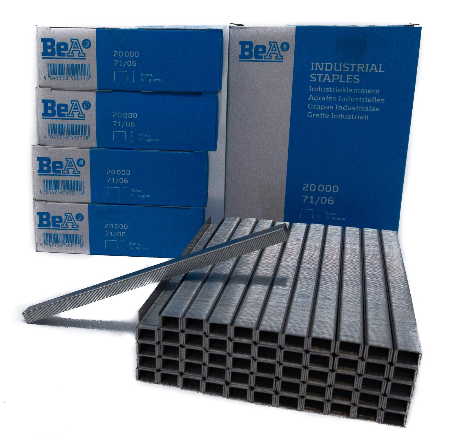 BeA 15400625 Series 71/06 Galvanized Steel Staples 1/4" deep 5 Boxes of 20,000 per Box