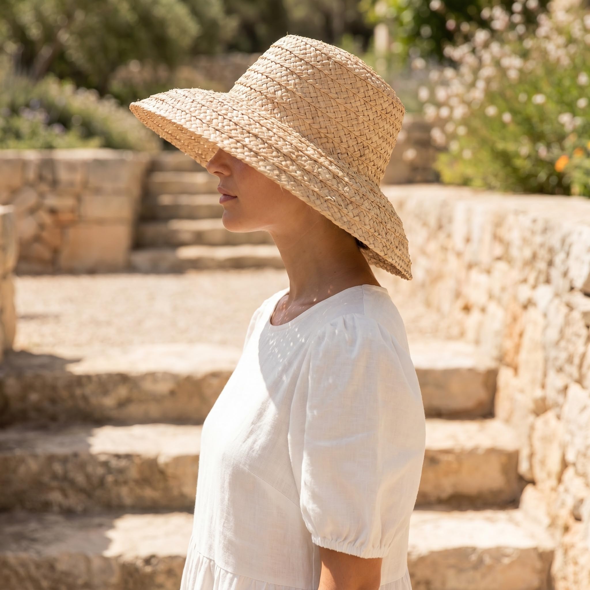 Sombrero De Paja Francés Retro para Mujer - Sombrero De Playa De Verano Hecho A Mano con ala Ancha para Protección Solar Al Aire Libre, Diseño Elegante De Base Plana. 11239lace-child One Size