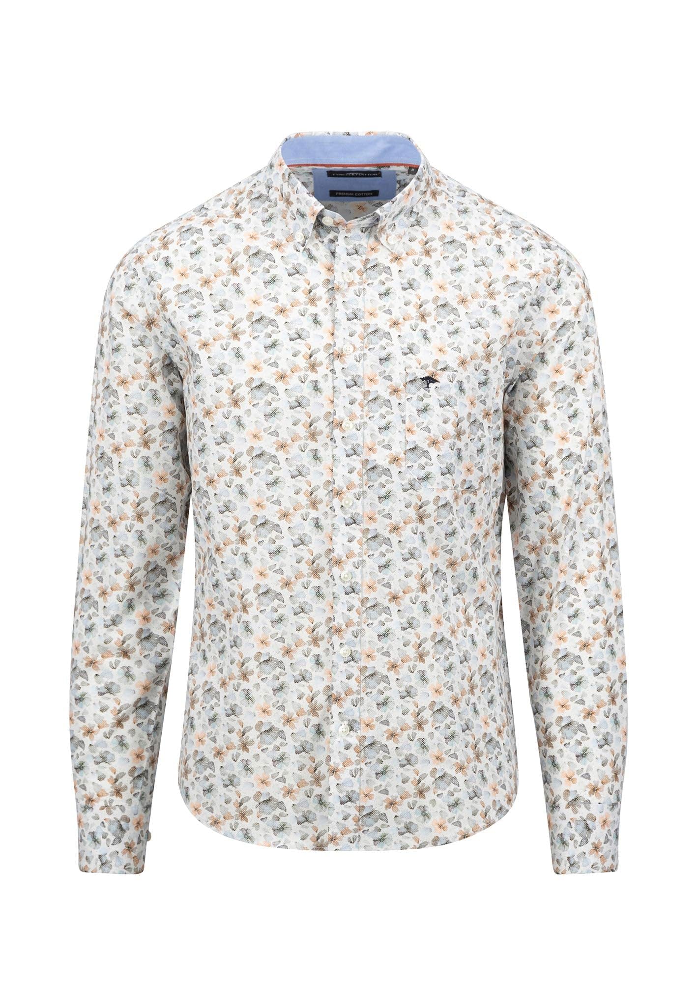 Fynch-Hatton Men's Light Khaki Premium Flower Print Shirt