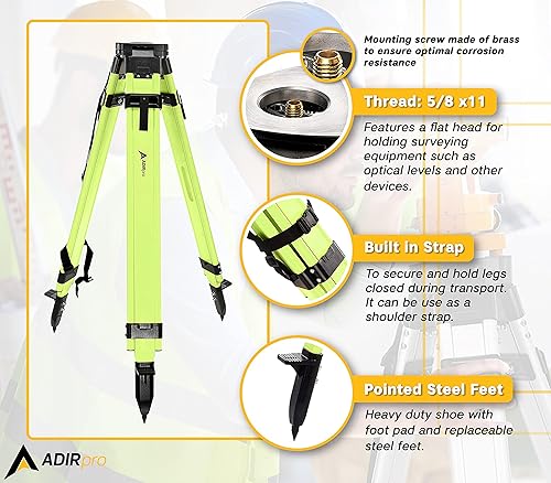 Vista 18 de Trípode de aluminio AdirPro con abrazadera rápida Rojo