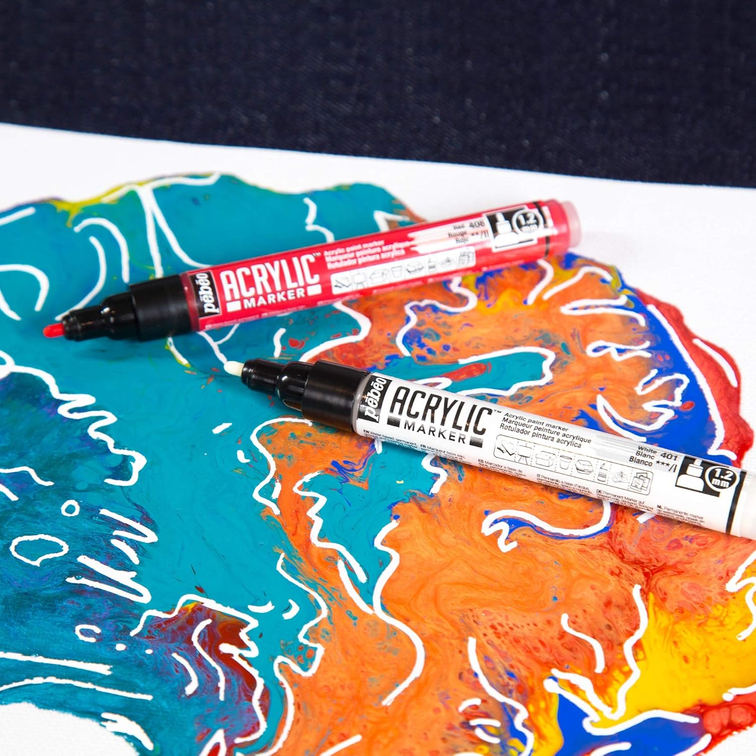 PEBEO Acrylic Markers, Assorted, 12X1.2MM