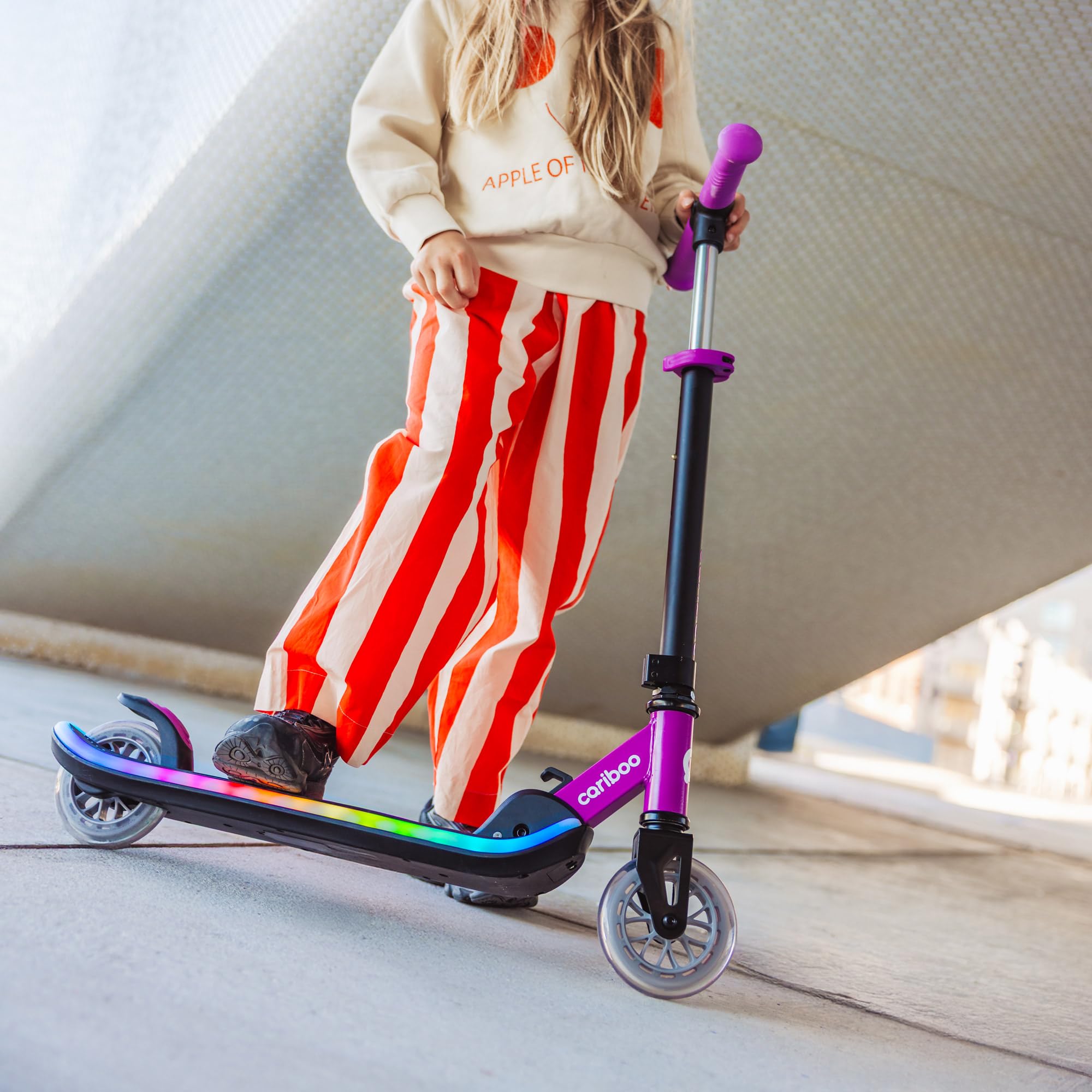 Cariboo Roller Kinder Scooter - ab 3 Jahren - Leuchtdeck - Klappbar - Höhenverstellbar - bis 50 kg - Kinderroller - LEDstar