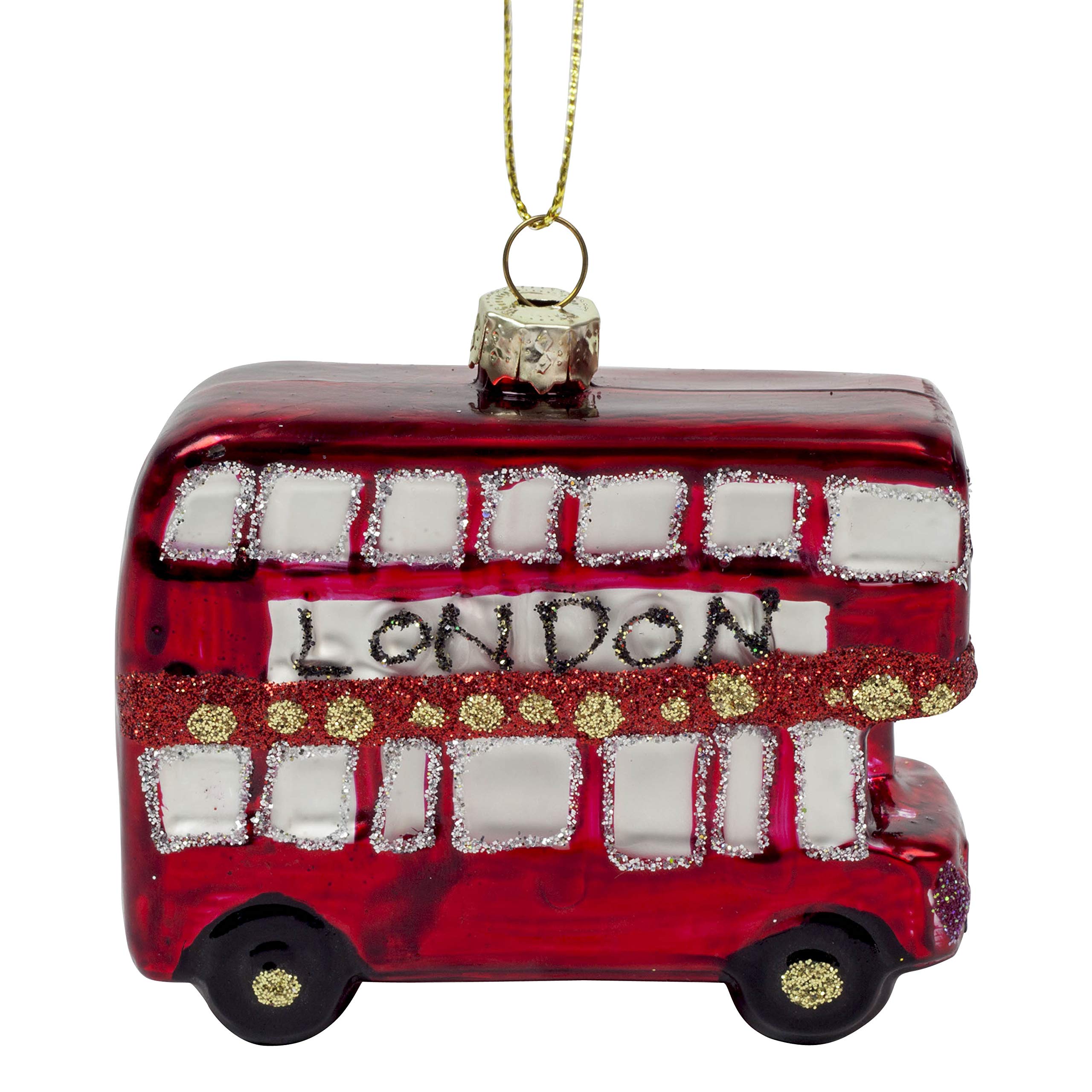 Glass London Bus Christmas Tree Decoration