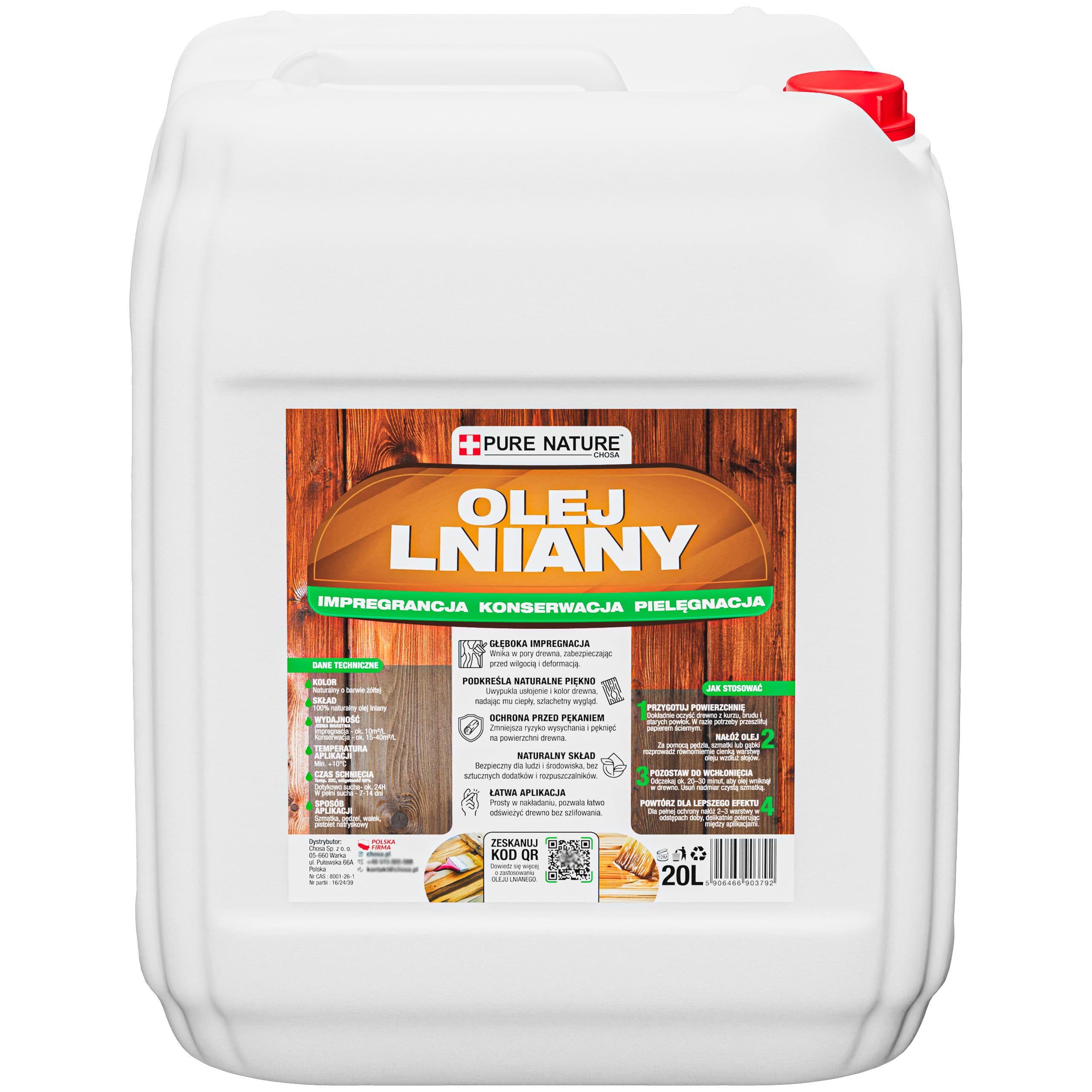 Olej lniany do Drewna – Naturalny Impregnat - Konserwacja Mebli, tarasów, podłóg i altan - Głęboka Ochrona - Podkreśla Słoje - Przedłuża Trwałość