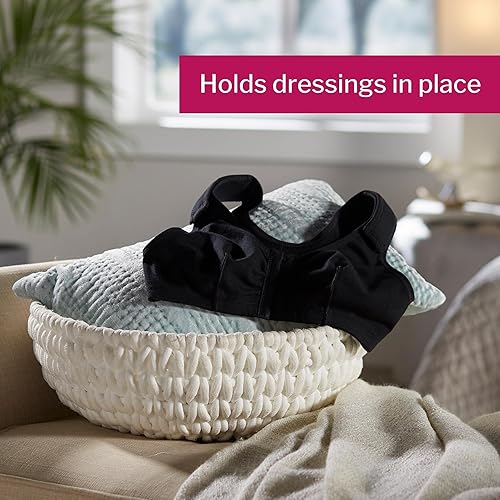 Miniatura 5 de McKesson Sujetador quirúrgico de algodón y elastano negro Sujetador posquirúrgico para soporte de pecho de cobertura completa con compresión ligera