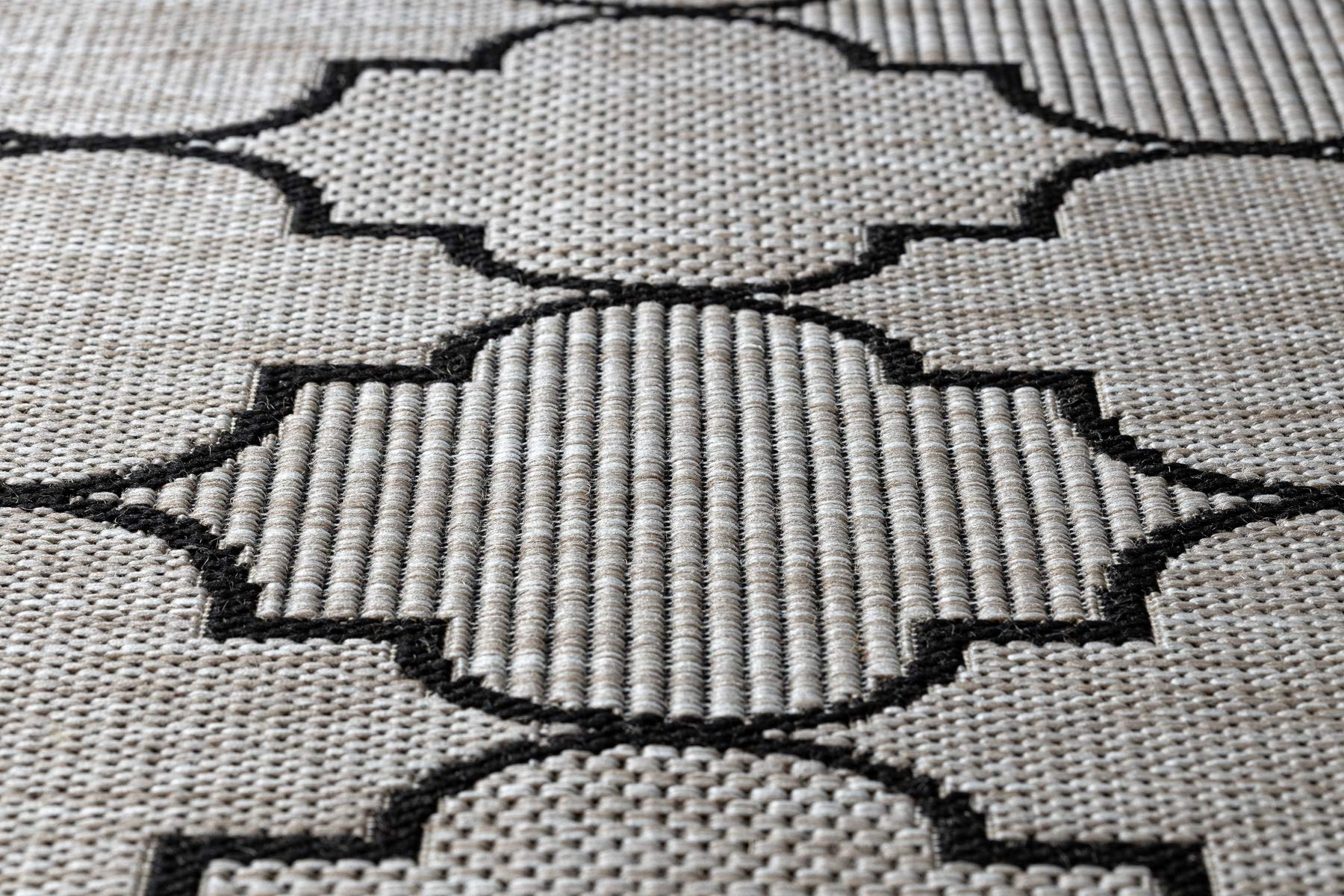 rugsx Nowoczesny dywan sizalowy FLOORLUX do salonu, sypialni, na taras, do kuchni, srebrny/czarny, 80 x 150 cm