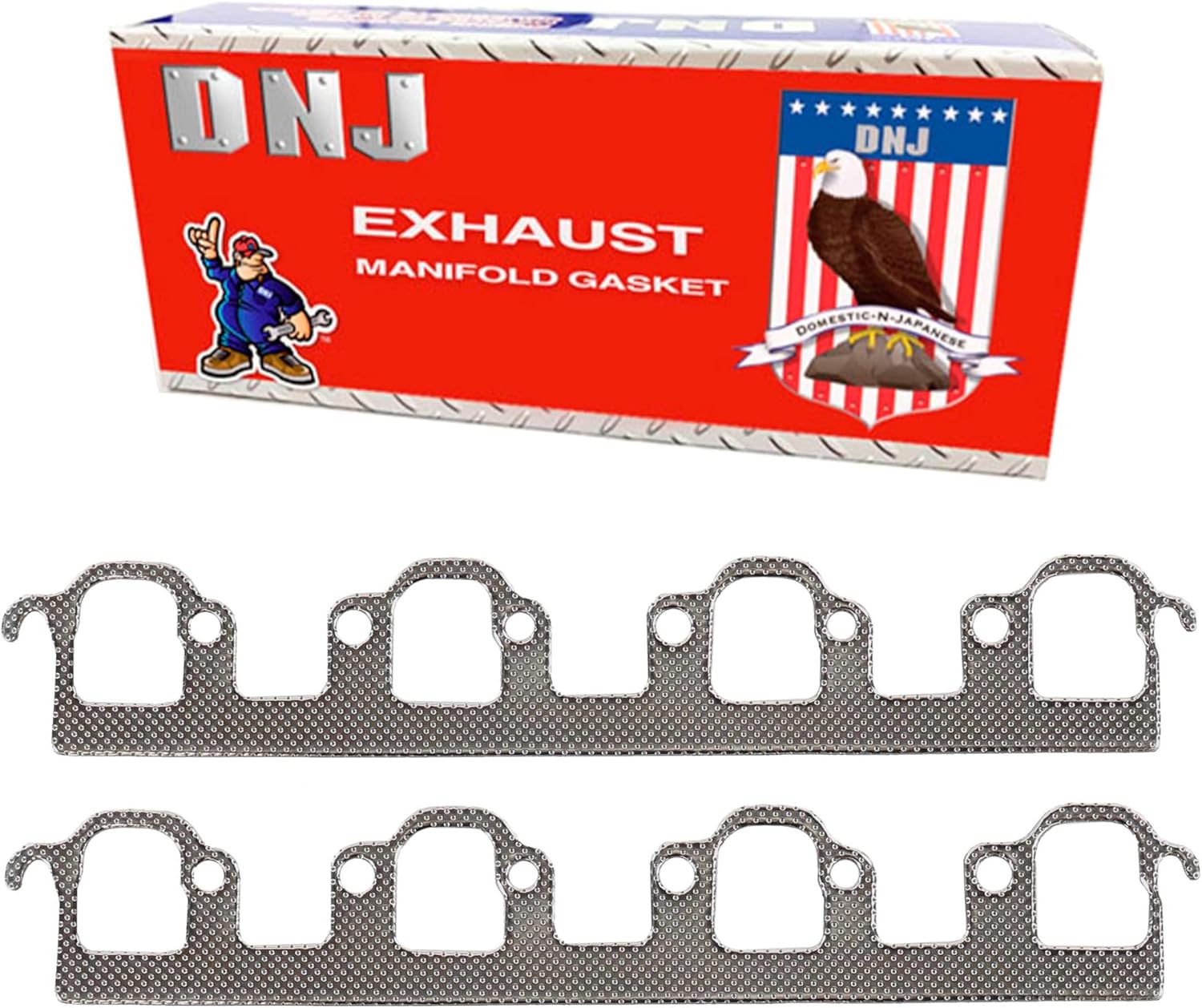 DNJ EG4187 Exhaust Manifold Gasket Set for 1987-1997 Ford E-250 Econoline Club Wagon, E-350 Econoline, E-350 Econoline Club Wagon 7.5L V8 16V OHV 460cid