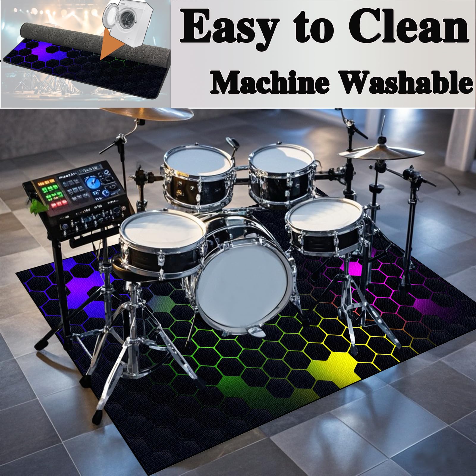 210 x 180 cm Professionale Tappeto Batteria Tappetino per Tamburo Insonorizzato Tappeto Drum per Batterie elettroniche Rullante Acustica Snare Drum Grancassa Strumenti Musicali Coperta Antiscivolo