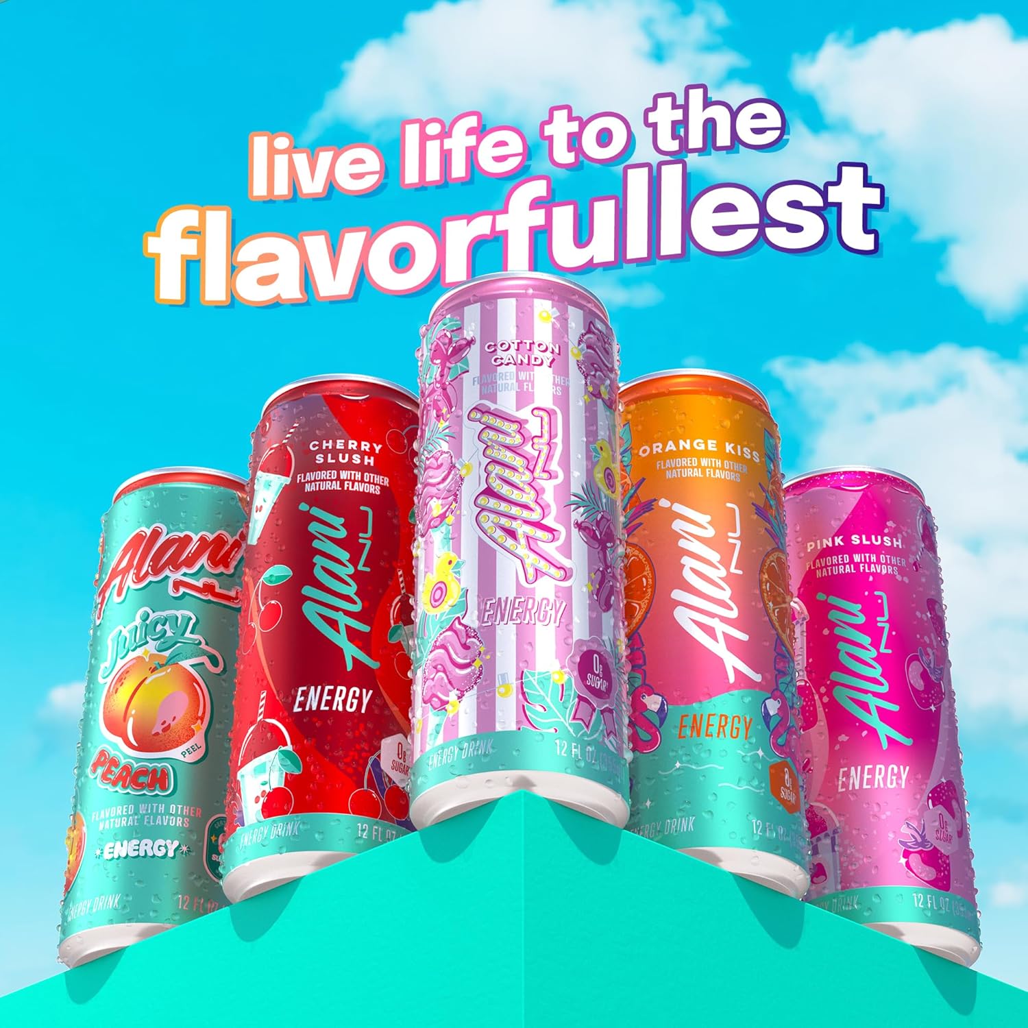 Alani Nu COTTON CANDY, Sugar Free, Low Calorie Energy Drinks, 200mg Caffeine, Biotin, B Vitamins, Zero Sugar, 10 Calories, 12 Fl Oz Cans, 12 Pack