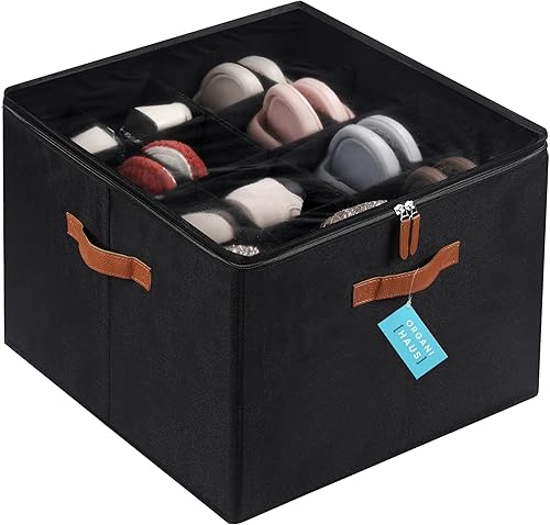 Miniatura 12 de OrganiHaus Organizador de zapatos para armario y entrada, se adapta a hasta 16 pares, caja grande de almacenamiento de zapatos, contenedor de