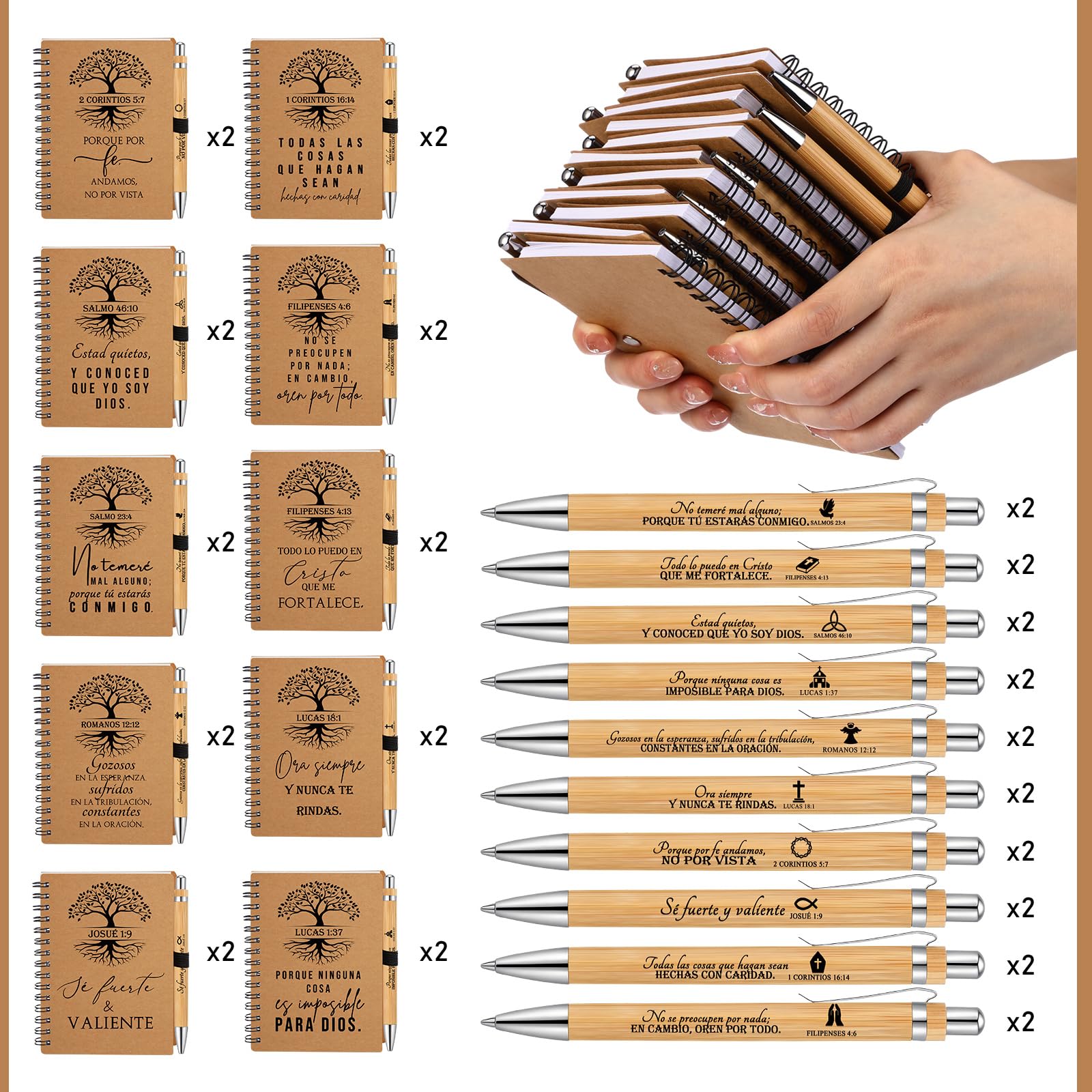 Kosiz Set da 40 pezzi/20 regali cristiani, blocco religioso a spirale con penna per versi biblici, diario di preghiera, quaderno ispiratore, per uomini, donne, chiesa, studio, scuola domenicale, Vbs