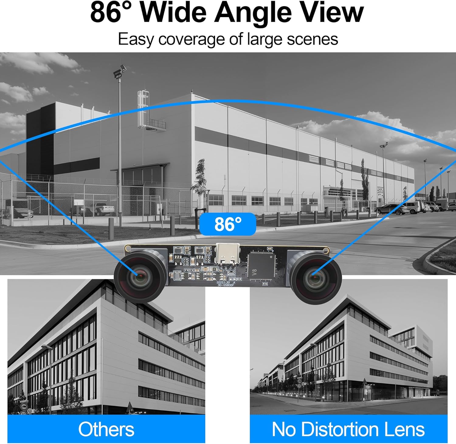 MMlove Monochrome USB Stereo Camera Module with Synchronous Dual Lens and Global Shutter,800P 120fps Wide Angle High Speed 3D Webcam, for VR Face Recognition,PC/Laptop/Raspberry Pi