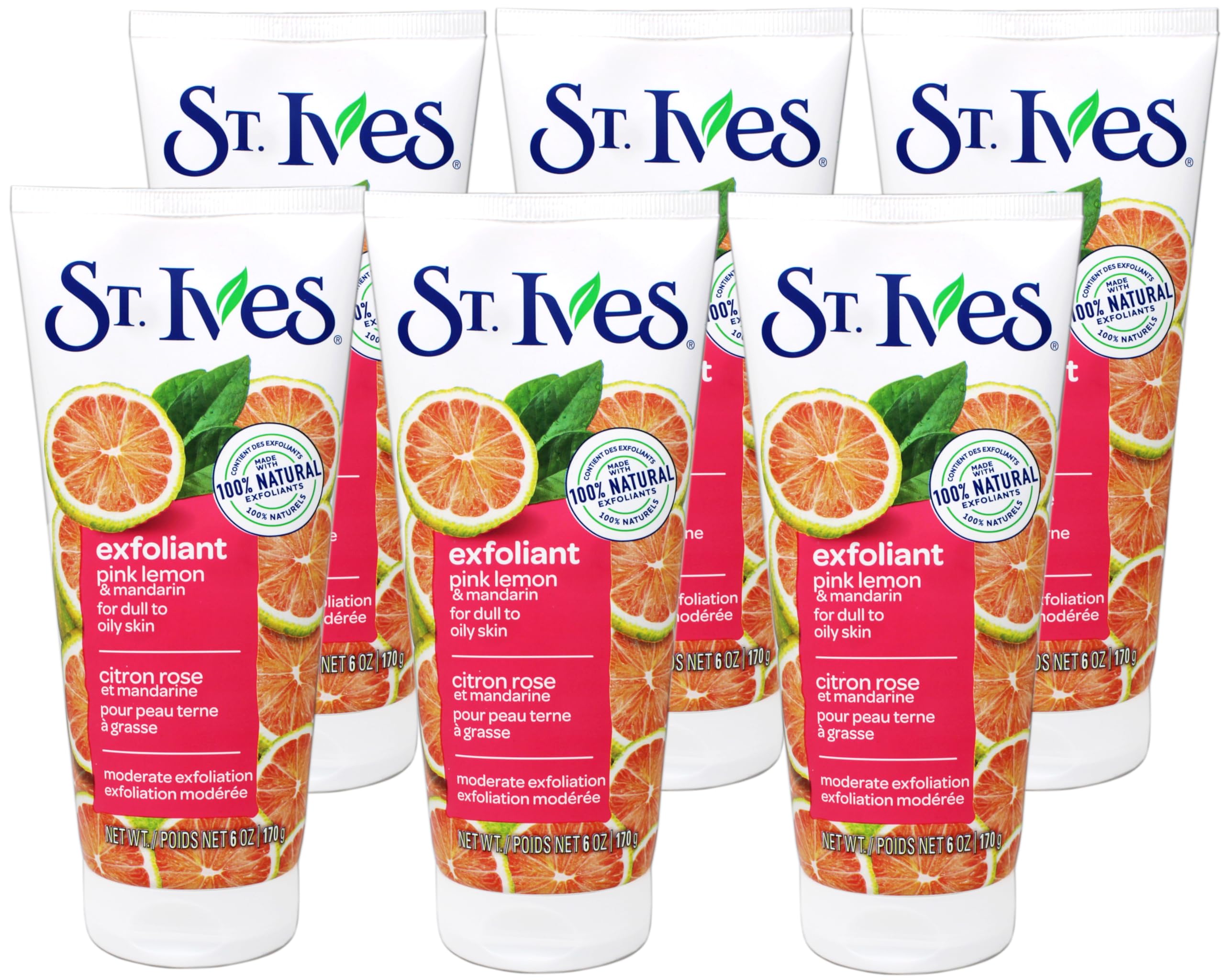 St. Ives Radiant Skin Pink Lemon and Mandarin Orange Face Scrub 6 oz (Pack of 6)
