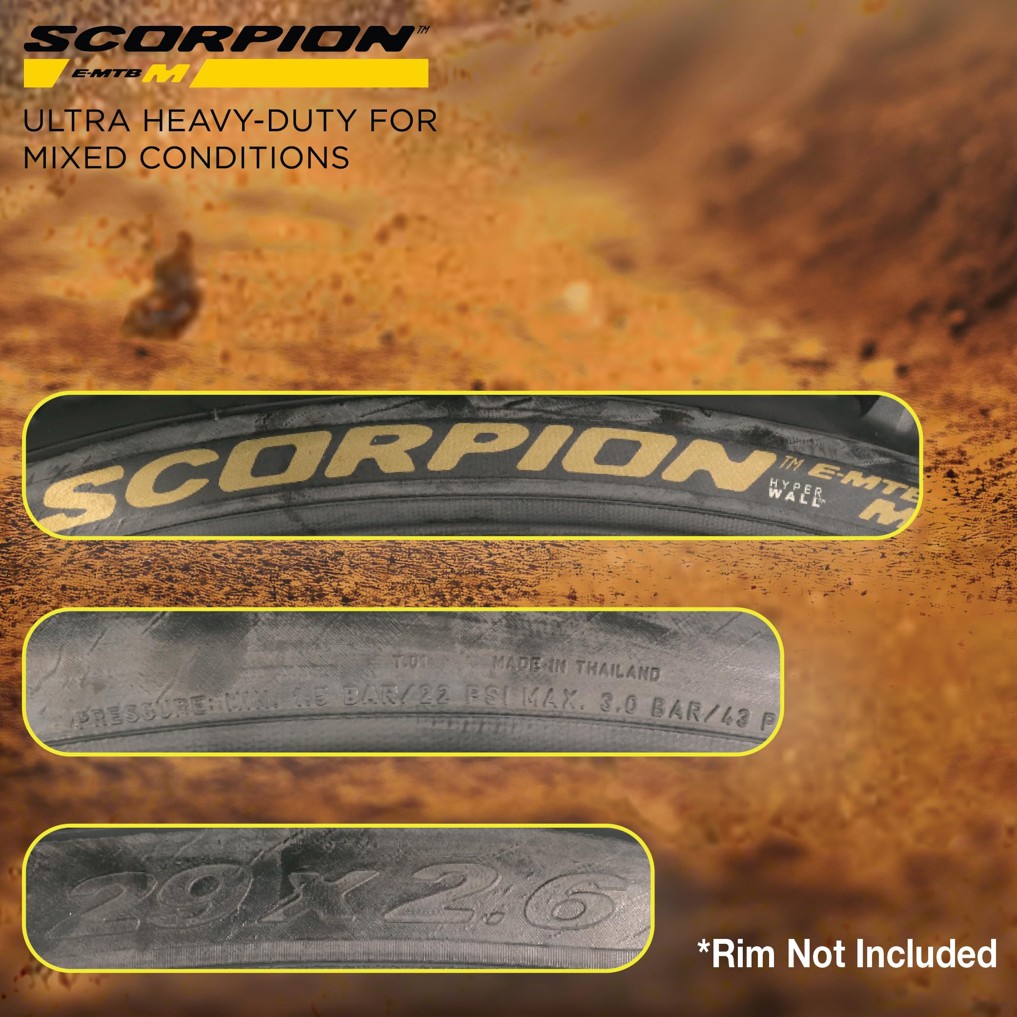 Pneu VTT Pirelli Scorpion E-MTB M Gold – 29 X 2.6 – Noir/Or – Pliable