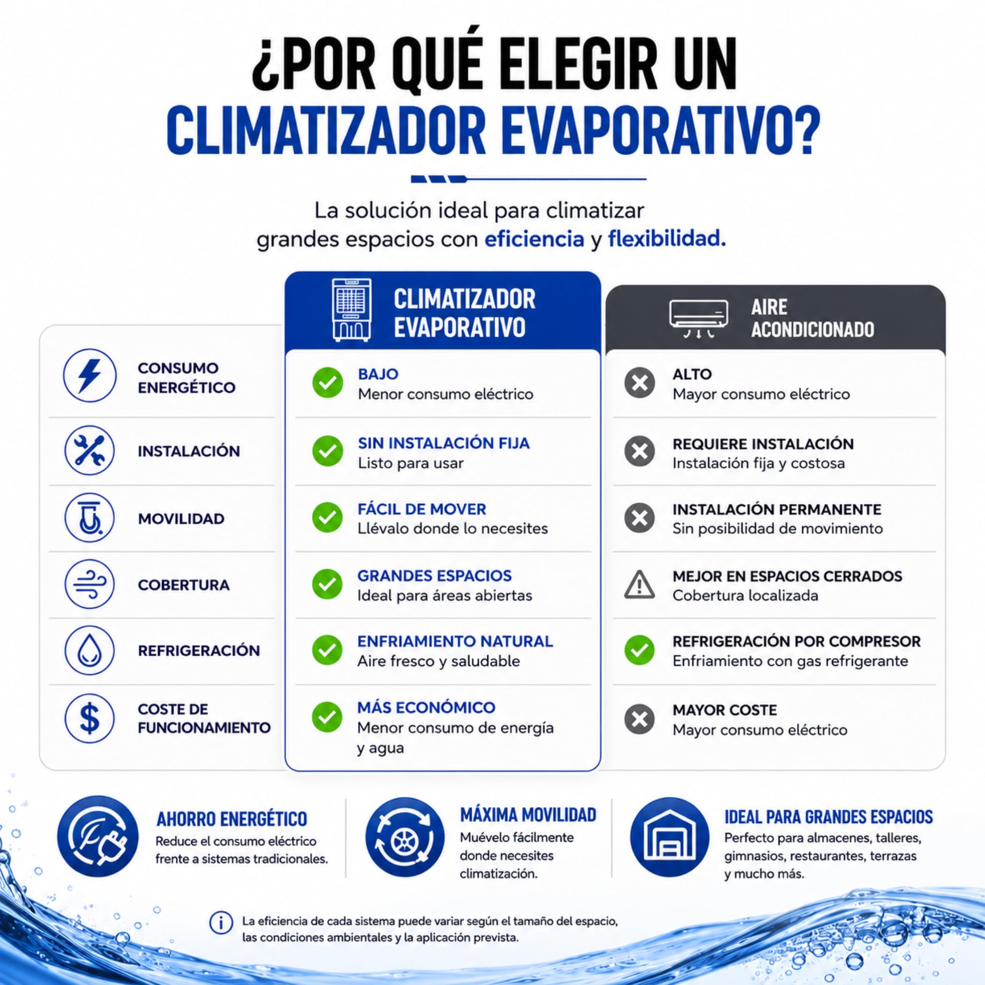 Climatizador Evaporativo Industrial VONALA BLACKOOL20 – Enfriador de Aire Profesional, Depósito 150L, Caudal 20000 m³/h, Cobertura 200m², 500 W, Climatizador Industrial Portátil