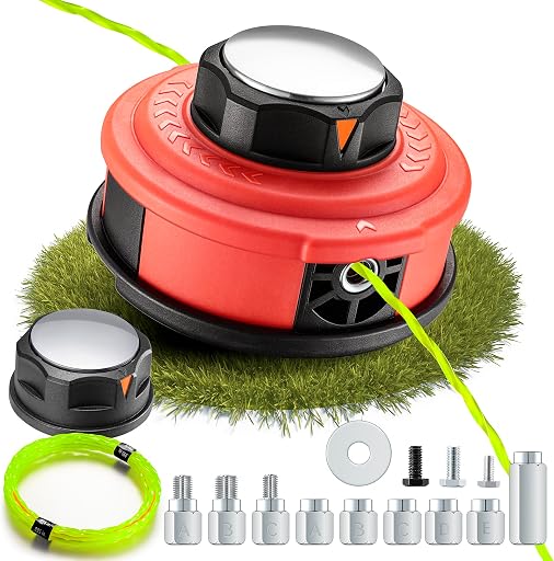 Upgraded Weed Eater Head with Steel Knob,Easy Feed Trimmer Head Weed Wacker Head for Echo,Stihl,Dewalt,String Trimmer Replacement Head with 12ft 095" Trimmer Line,11 Adapts,Simple Tap& Go (Orange)