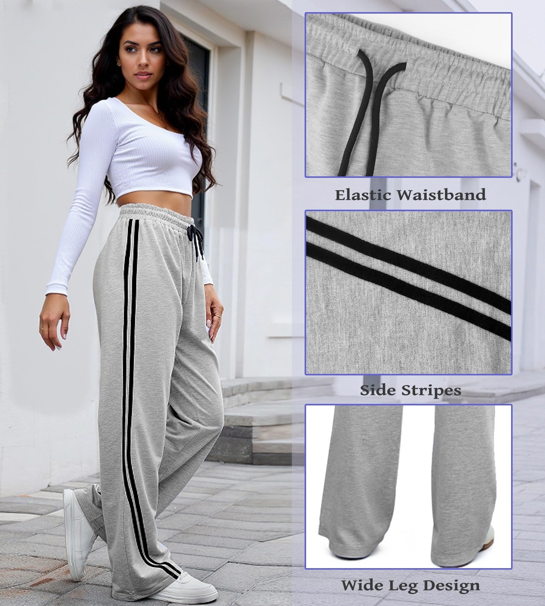 Pantaloni da Jogging Donna Larghi Pantaloni Sportivi Donna a Vita Alta Pantaloni della Tuta Allenamento Comodi Pantaloni Palestra Casual