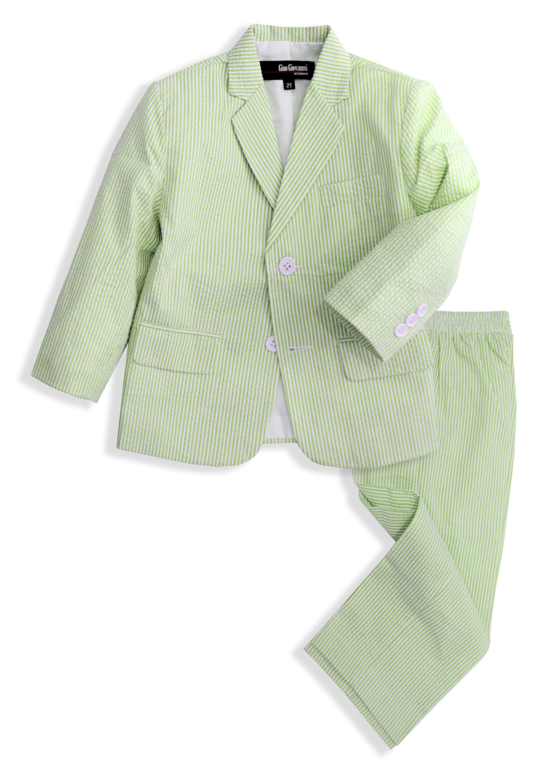 Gino Giovanni Boys Seersucker Suit Set 2 Button Jacket Pants Outfit