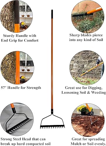 Miniatura 7 de Ashman - Rastrillo de arco (1 unidad)  Rastrillo resistente para recoger hojas caídas, equipado con mango de goma para una fuerte sujeción cuando se