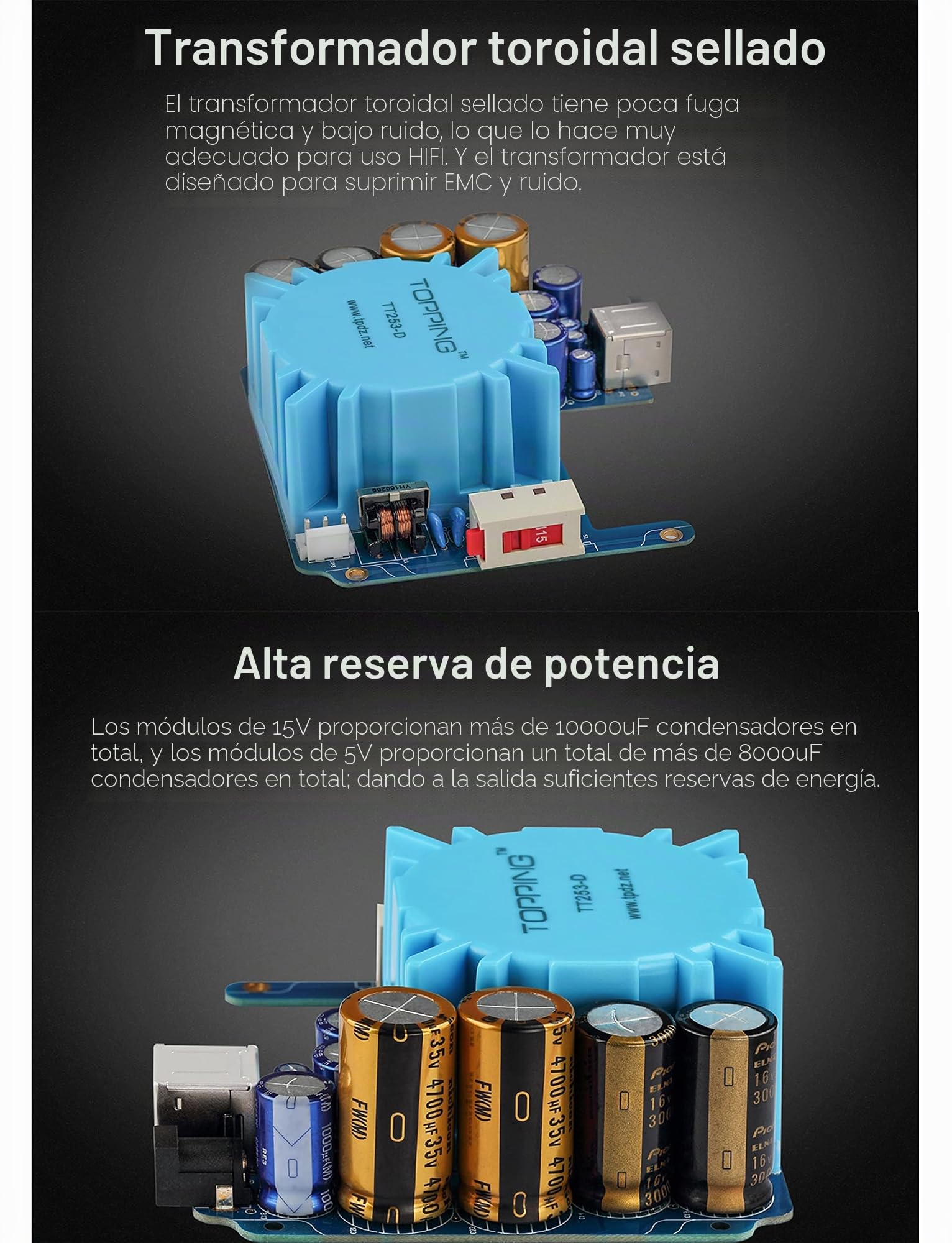 Topping P50 - Fuente de alimentación lineal para Topping D50 III/D50s/DX3 Pro+/A50 III, color plateado