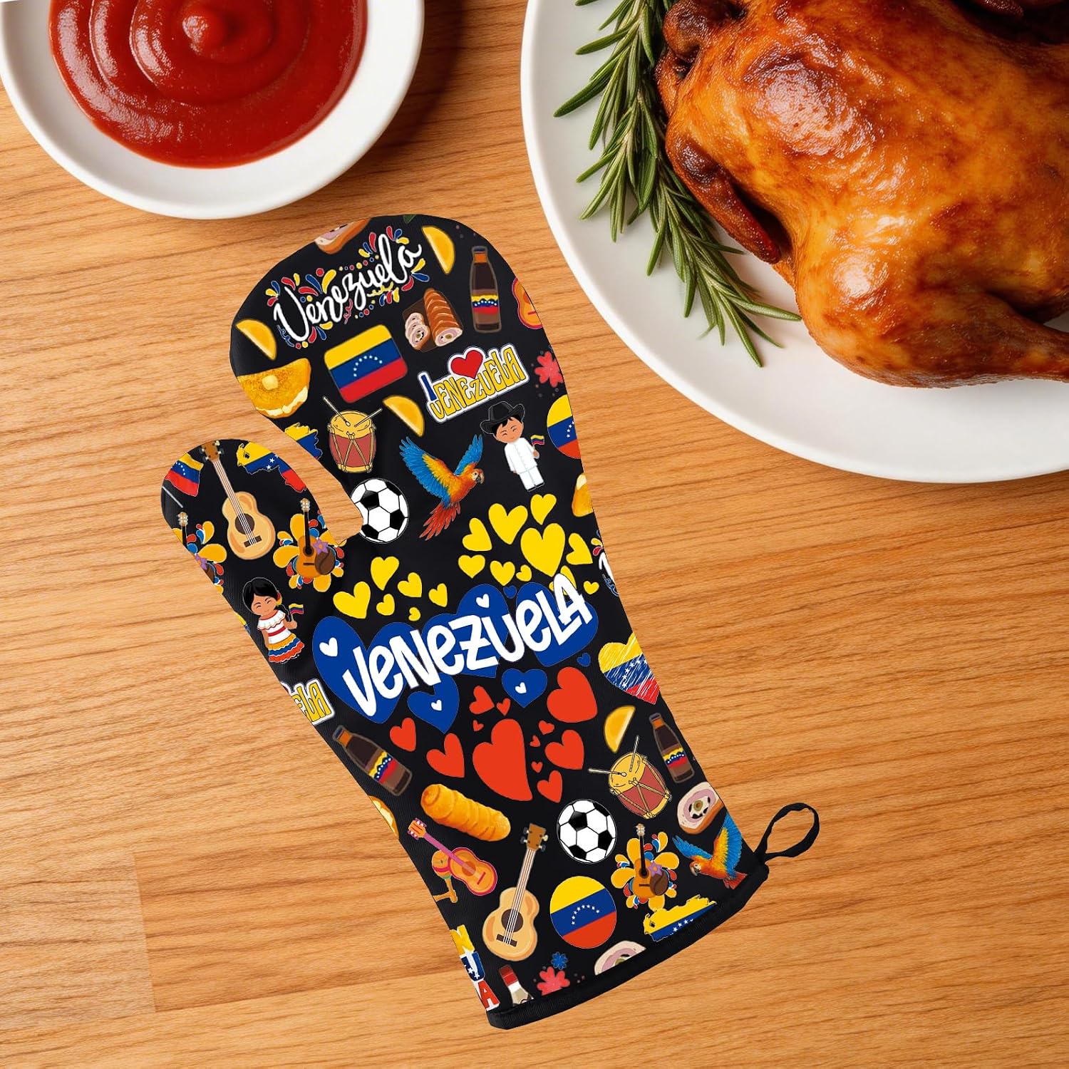 JNIAP Venezuelan Oven Mitt Venezuela Gift Venezuela Oven Glove Venezuelan Baking Glove Venezuelan Kitchen Gifts (Venezuela om)