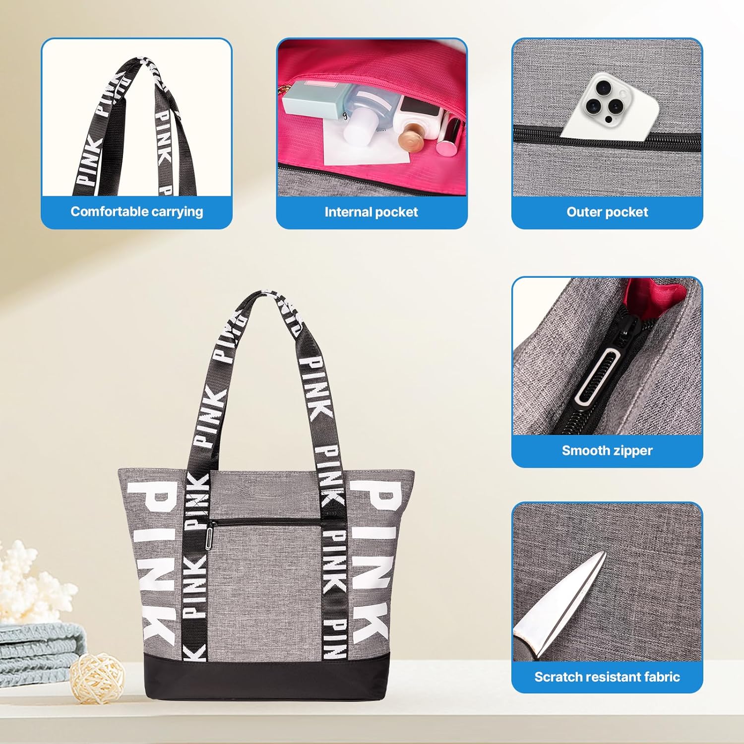 Boomistry Travel Tote Bag for Women, Large Waterproof Beach Bag for Daily | Large, Waterproof, for Daily - Image 6