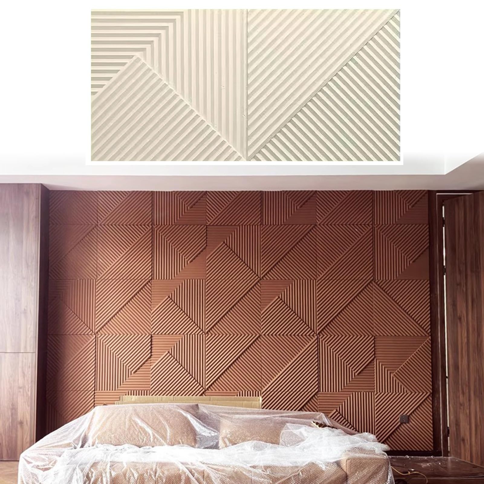Paneles de pared geométricos 3D revestimiento de pared impermeable paneles decorativos de poliuretano