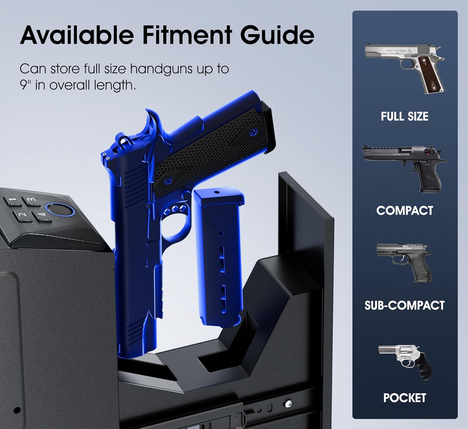 Biometric Gun safe, 4 Ways Unlock with Fingerprint, Key Access, PIN Code, Mounted Nightstand Pistol Safe and Gun Lock Box for Car, Truck, Desk, Bedside, Wall,Valentines Day Gifts for Him - Image 5