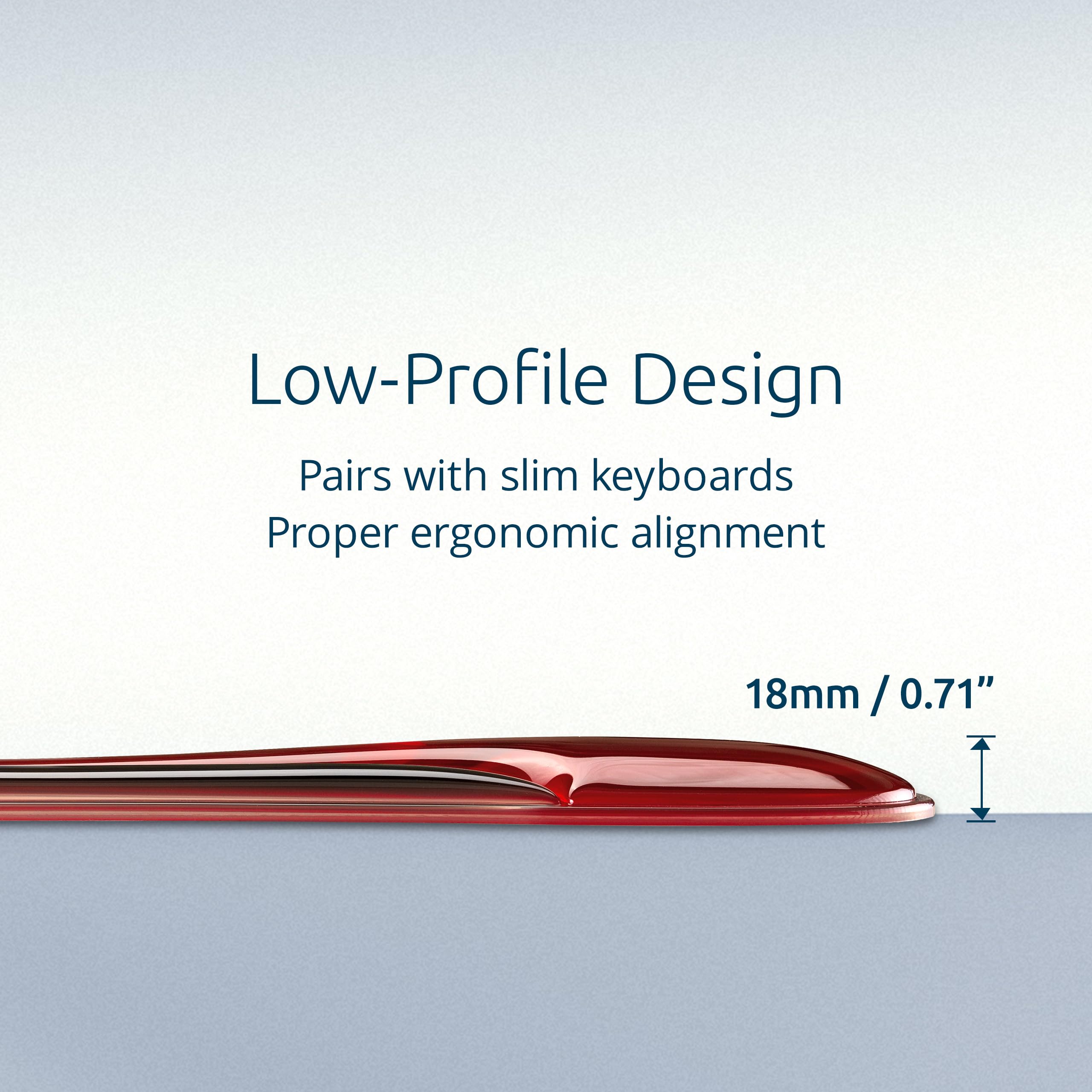 Podkładka pod nadgarstki Kensington Slim Duo Gel, 490 x 95 x 18mm, Ergonomiczny komfort dla niskoprofilowych klawiatur - Czarny/czerwony (K62442WW)