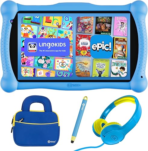 Miniatura 1 de Contixo Paquete de tabletas de aprendizaje Disney Kids de 7 pulgadas, auriculares, lápiz capacitivo y bolsa, libro de cuentos Disney preinstalado