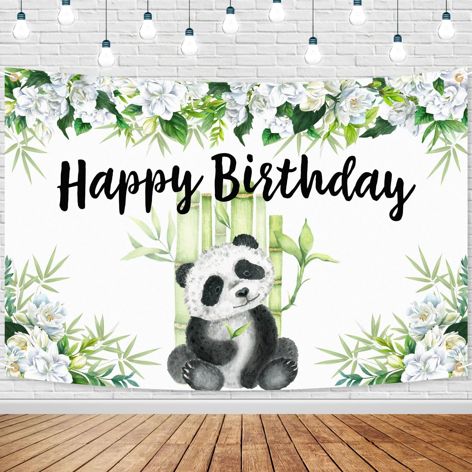 TENNYCHAOR Panda Happy Birthday Banner | Glitter Bamboo & Panda Theme Party Decor For Kids - View #8