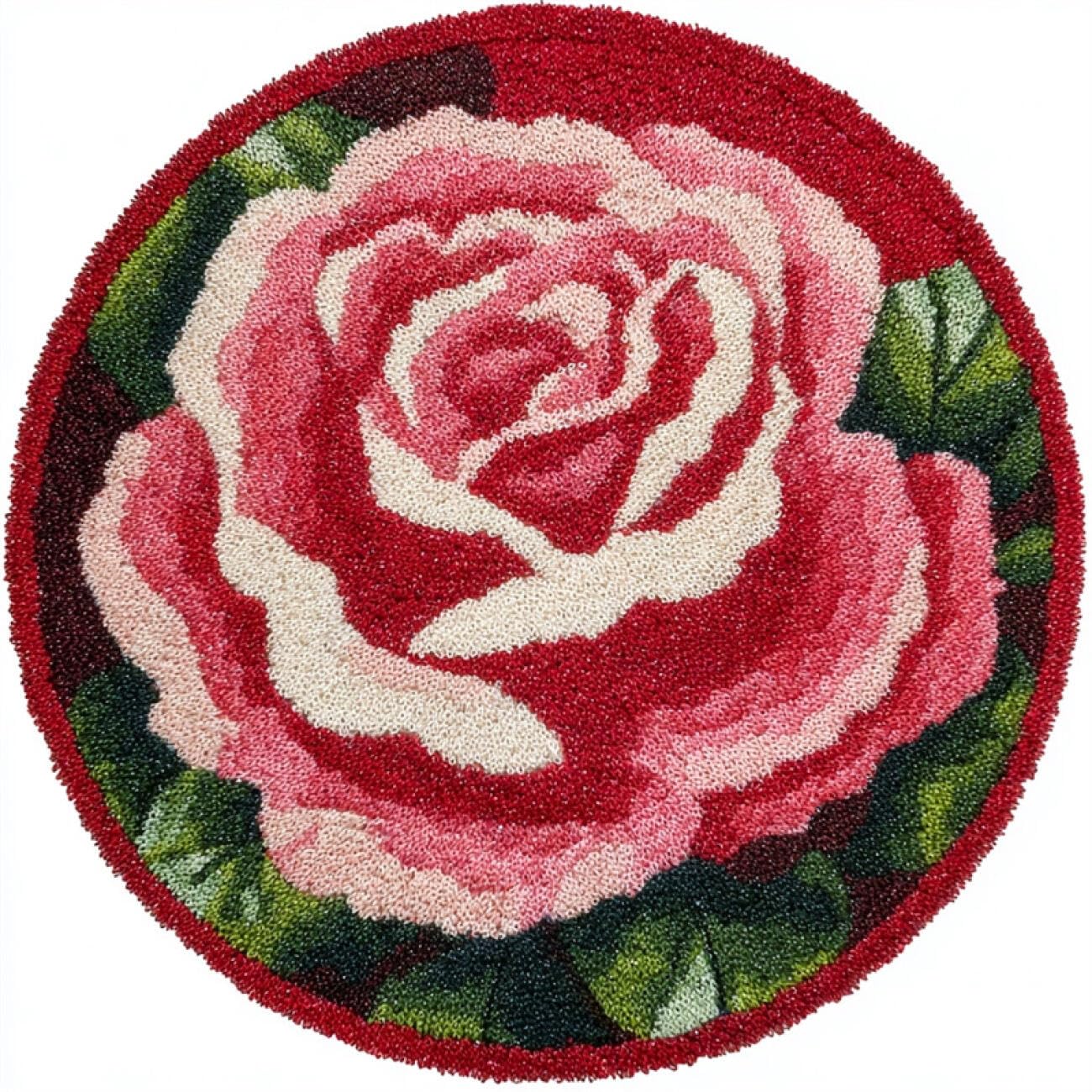 Kitquiver Latch Hook Carpet Kits Pink Roses 100x100cm