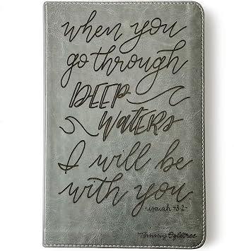 JOY CREATIVE Hand Lettered and Laser Engraved ESV Bible, Student Study Bible with Gray Cover, Personalized Gift, Custom Name Engraving Available