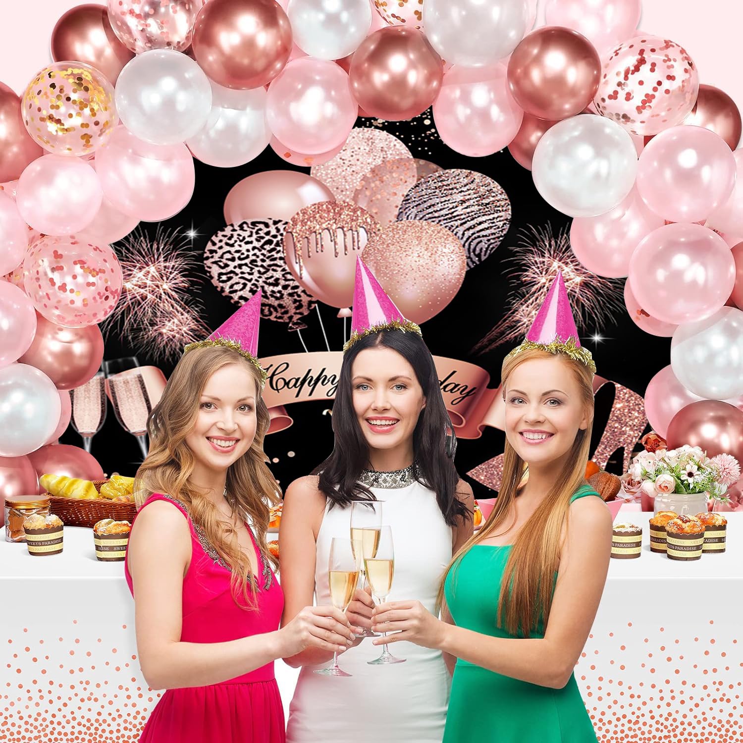 Yeele Happy Birthday Fotohintergrund – 2,4x2,4 M Vinyl Mit Goldenen Ballons, Für Party-Fotos, Studio, Baby-Shooting (wahlweise Anpassbar)