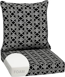 Arden Outdoor Deep Seat Cushion Set, Foam, 24x24, Black Global Stripe