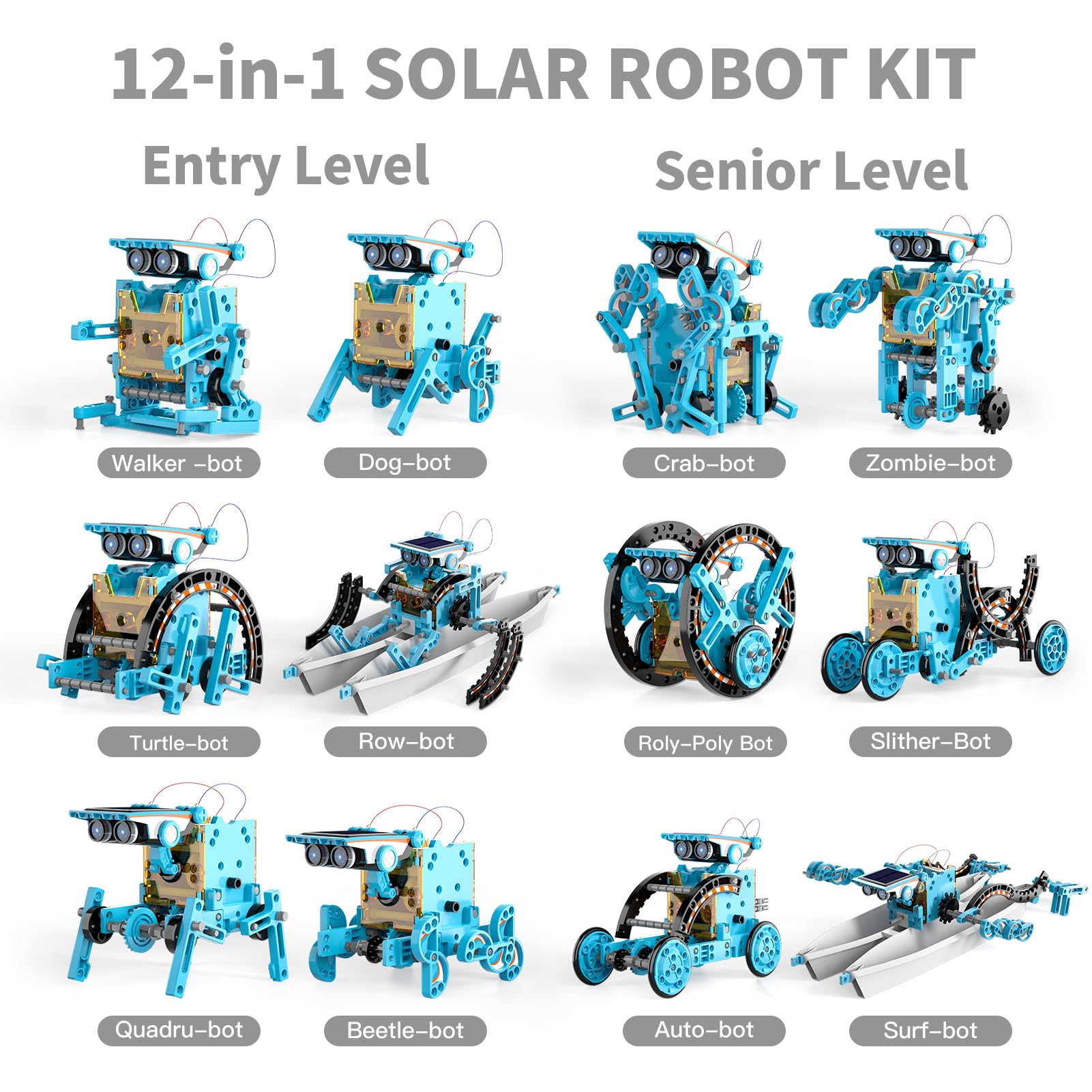 12-in-1 STEM Solar Robot Kit for Kids Age 8-12, DIY Educational Science Building Toys with Power Operation - Image 5