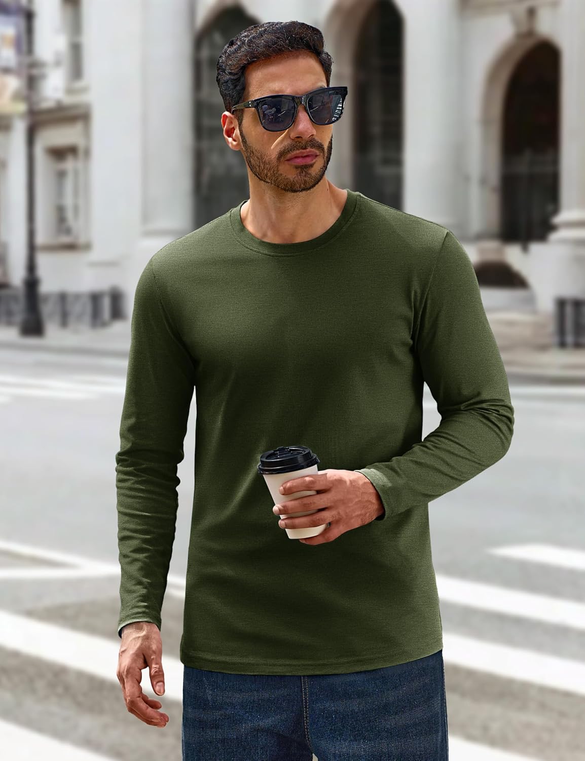 Cotrasen Mens Long Sleeve Shirts Moisture Wicking Crew Neck T-Shirts Classic Basic Casual Plain Soft Tee Shirts - Image 3